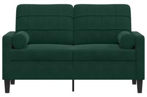 Sofa 2-osobowa z poduszkami, ciemnozielona, 120 cm, aksamit
