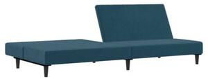 Kanapa, 2-osobowa niebieska, tapicerowana aksamitem