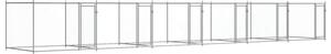 Klatka dla psa, z drzwiami, szara, 12x2x1,5 m, stal