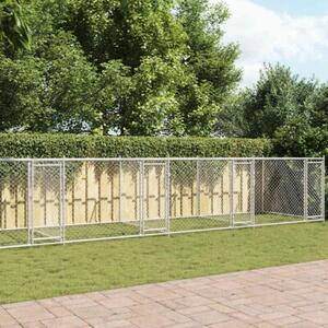 Klatka dla psa, z drzwiami, szara, 12x2x1,5 m, stal