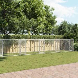 Klatka dla psa, z drzwiami, szara, 12x2x1,5 m, stal