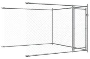 Klatka dla psa, z drzwiami, szara, 12x2x1,5 m, stal