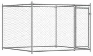 Klatka dla psa, z drzwiami, szara, 12x2x1,5 m, stal