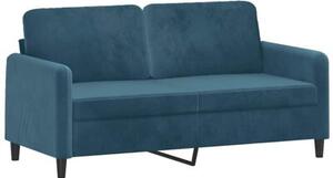 Sofa 2-osobowa z poduszkami, niebieska, 140 cm, aksamit