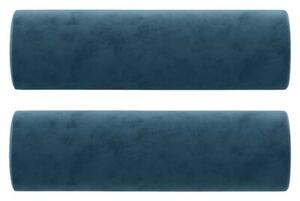 Sofa 2-osobowa z poduszkami, niebieska, 140 cm, aksamit