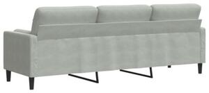 Sofa 3-osobowa z poduszkami, jasnoszara, 210 cm, aksamitna