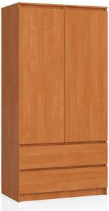 Szafa do sypialni, 2 szuflady, drzwi, DORMI, 90x51x180 cm, olcha, mat | TYLETEGOTU