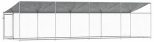 Klatka dla psa, z dachem i drzwiami, szara, 8x2x2 m, stal