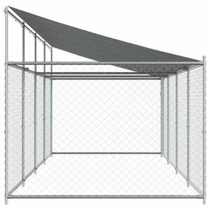 Klatka dla psa, z dachem i drzwiami, szara, 8x2x2 m, stal