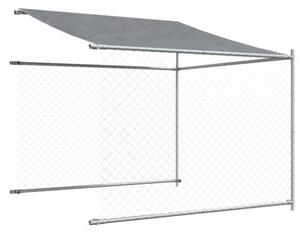 Klatka dla psa, z dachem i drzwiami, szara, 8x2x2 m, stal