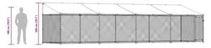 Klatka dla psa, z dachem i drzwiami, szara, 8x2x2 m, stal