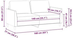 Sofa, 2-osobowa szary, 140 cm, sztuczna skÃ³ra