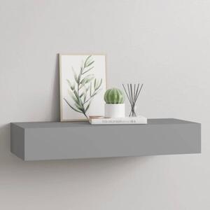 Półka ścienna z szufladą, szara, 60 x 23,5 x 10 cm, mdf