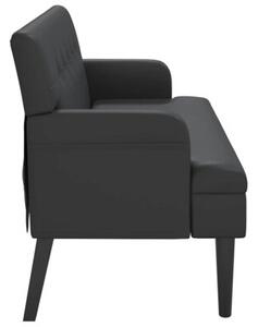 Ławka z oparciem czarna 112x65,5x75 cm skóra ekologiczna