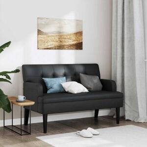 Ławka z oparciem czarna 112x65,5x75 cm skóra ekologiczna