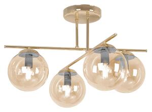 Złoto-bursztynowa lampa sufitowa glamour z 4 kloszami - A673-Didaro
