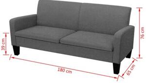 Kanapa 3-osobowa, ciemnoszara, 180 x 65 x 76 cm
