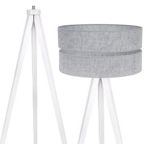 Lampa podłogowa trójnóg biały Light Home LH Len Duo 1xE27 40cm abażur walec szary L04