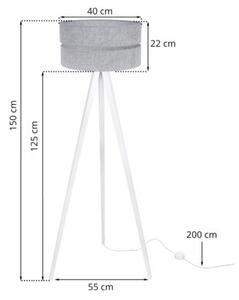 Lampa podłogowa trójnóg biały Light Home LH Len Duo 1xE27 40cm abażur walec szary L04