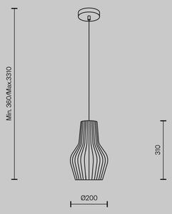 Lampa wisząca Maytoni Roots, Ø 20 cm, wysokość 31 cm, drewno/czarny