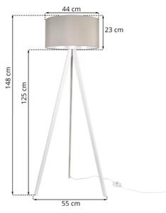 Lampa podłogowa trójnóg biały Light Home LH Gaja 1xE27 44cm abażur walec kaszmirowy