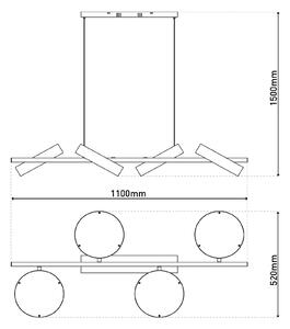 Näve Lampa wisząca LED Tessa czarna/beżowa 110cm Touchdim CCT 4-punktowa