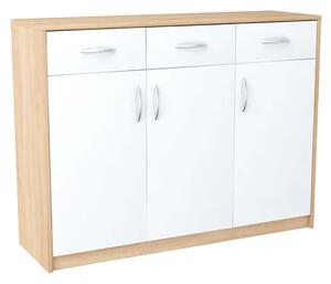 Klasyczna komoda z szufladami dąb sonoma + biały H8-P85