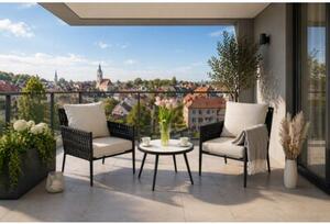 Meble ogrodowe tarasowe balkon nowoczesne aluminium 2 fotele stolik BELIZE