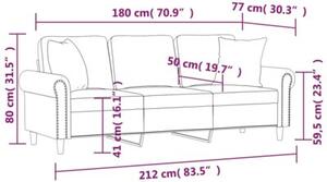 Sofa 3-osobowa z poduszkami, kremowa, 180 cm, aksamit
