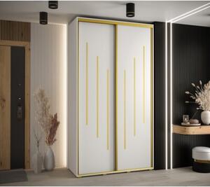 Szafa przesuwna wysoka Davos 8 130, gł. 60 cm biały + biały + złoty