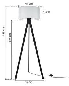 Lampa podłogowa trójnóg czarny Light Home LH Gaja 1xE27 44cm abażur walec jasny szary