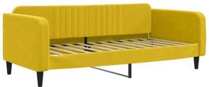 Sofa rozsuwana z szufladami, żółta, 100x200 cm, aksamit