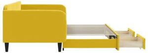 Sofa rozsuwana z szufladami, żółta, 100x200 cm, aksamit