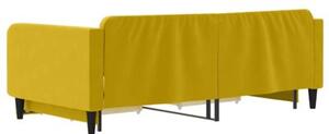 Sofa rozsuwana z szufladami, żółta, 100x200 cm, aksamit