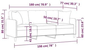 Sofa 3-osobowa z poduszkami, winna czerwieÅ, 180 cm, tkanina