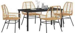 Zestaw Mebli Ogrodowych Komplet Jadalniany 5-Częściowy Brązowy Rattan Do Restauracji