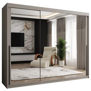 Szafa przesuwna z lustrem Garderoba SIMA T3 250 kaszmir + u. czarny
