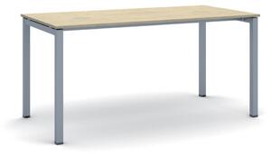Stół konferencyjny do biura PRIMO SQUARE, 160x80 cm, szaro-srebrna podstawa, dąb naturalny
