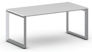 Biurko PRIMO INSPIRE, 180x90 cm, szaro-srebrna podstawa, biały
