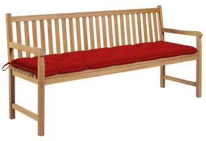 Ławka ogrodowa z czerwoną poduszką, 175 cm, lite drewno tekowe