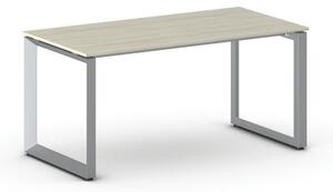 Biurko PRIMO INSPIRE, 160x80 cm, szaro-srebrna podstawa, dąb naturalny