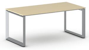 Biurko PRIMO INSPIRE, 180x90 cm, szaro-srebrna podstawa, brzoza