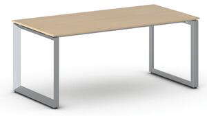 Biurko PRIMO INSPIRE, 180x90 cm, szaro-srebrna podstawa, buk
