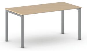 Stół konferencyjny do biura PRIMO SQUARE, 160x80 cm, szaro-srebrna podstawa, buk