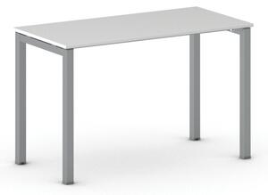 Biurko PRIMO SQUARE, 120x60 cm, szaro-srebrna podstawa, biały