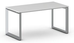 Biurko PRIMO INSPIRE, 160x80 cm, szaro-srebrna podstawa, biały