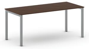 Stół konferencyjny do biura PRIMO SQUARE, 180x80 cm, szaro-srebrna podstawa, orzech