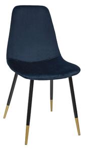 Atmosphera | Krzesło do jadalni - Welur - Niebieski - Elegancki design - Z czarnymi i złotymi akcentami