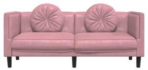 Sofa 2-osobowa z poduszkami, rÃ³Å¼owa, aksamit