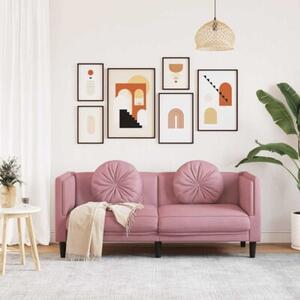 Sofa 2-osobowa z poduszkami, rÃ³Å¼owa, aksamit